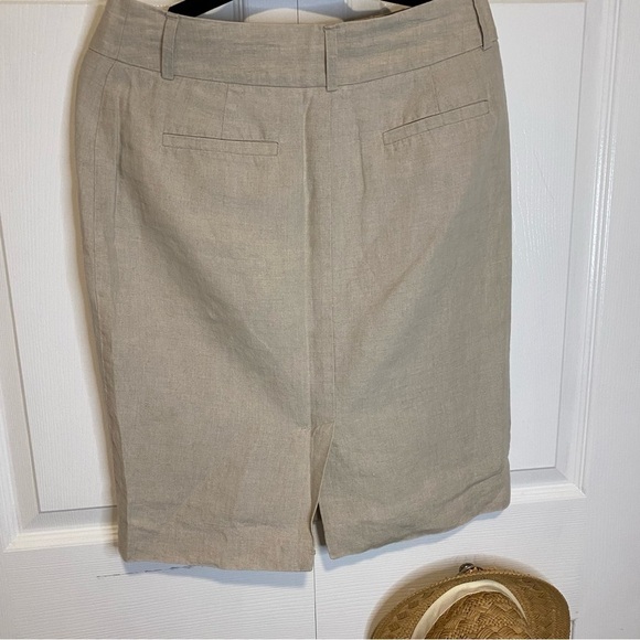 Banana Republic linen lined pencil skirt beige tan khaki Beach Work Summer size6 - Picture 4 of 12